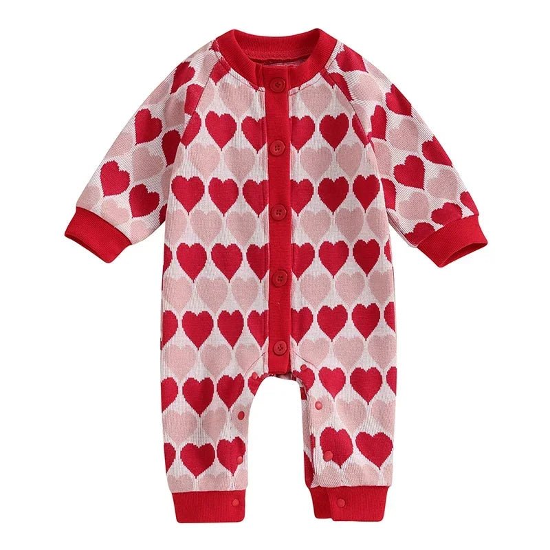 Long Sleeves Hearts Button Down Jumpsuit - Skaldo & Malin