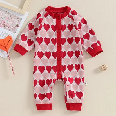 Long Sleeves Hearts Button Down Jumpsuit - Skaldo & Malin