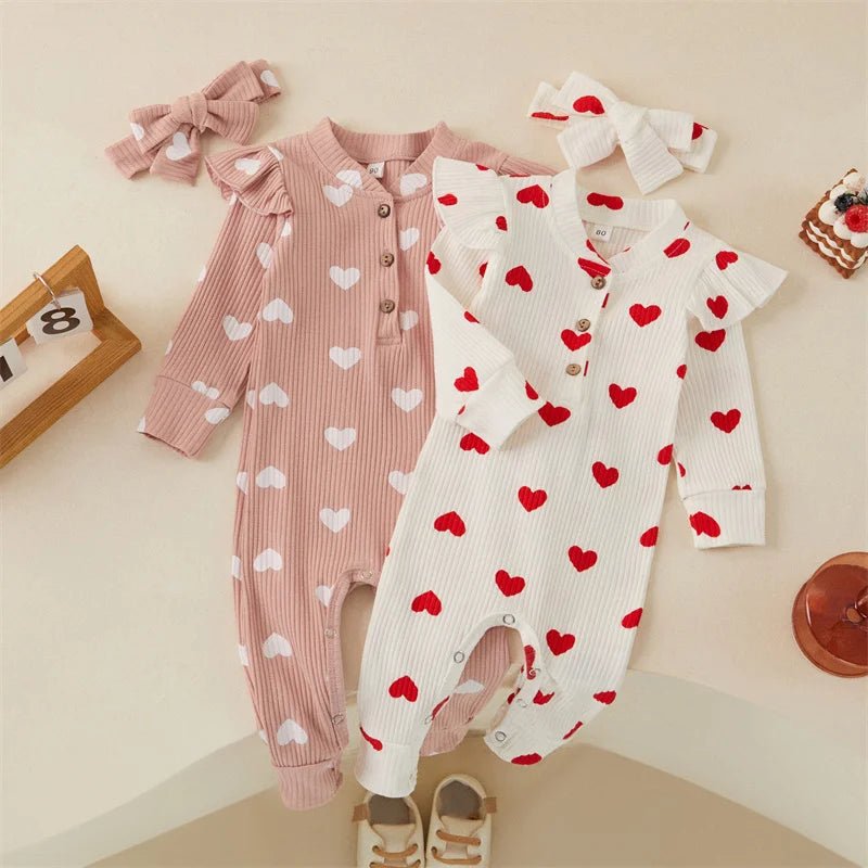 Long Sleeves Hearts Jumpsuit & Bow Knot - Skaldo & Malin