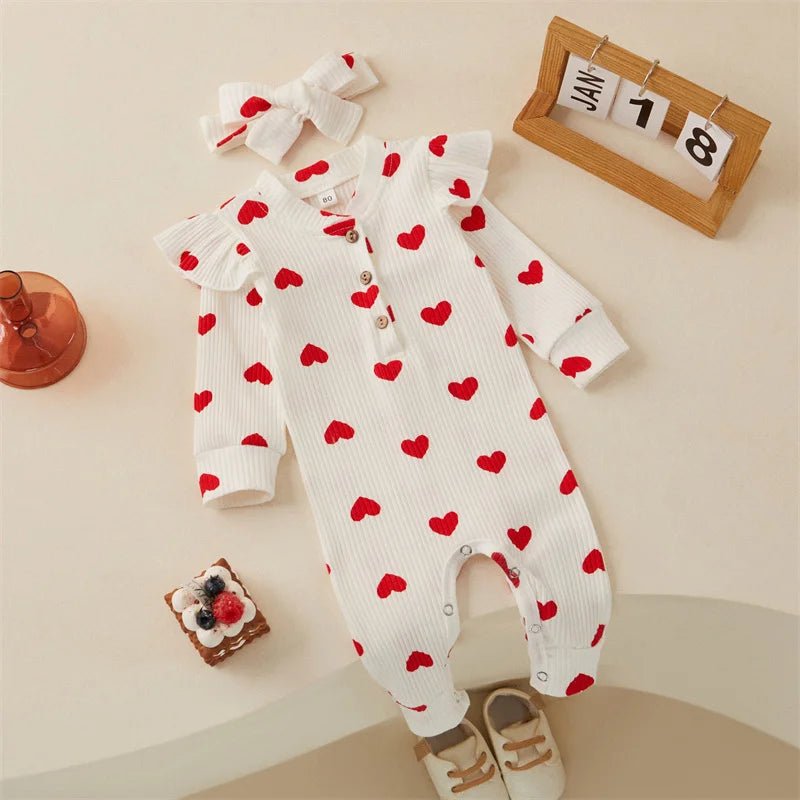 Long Sleeves Hearts Jumpsuit & Bow Knot - Skaldo & Malin