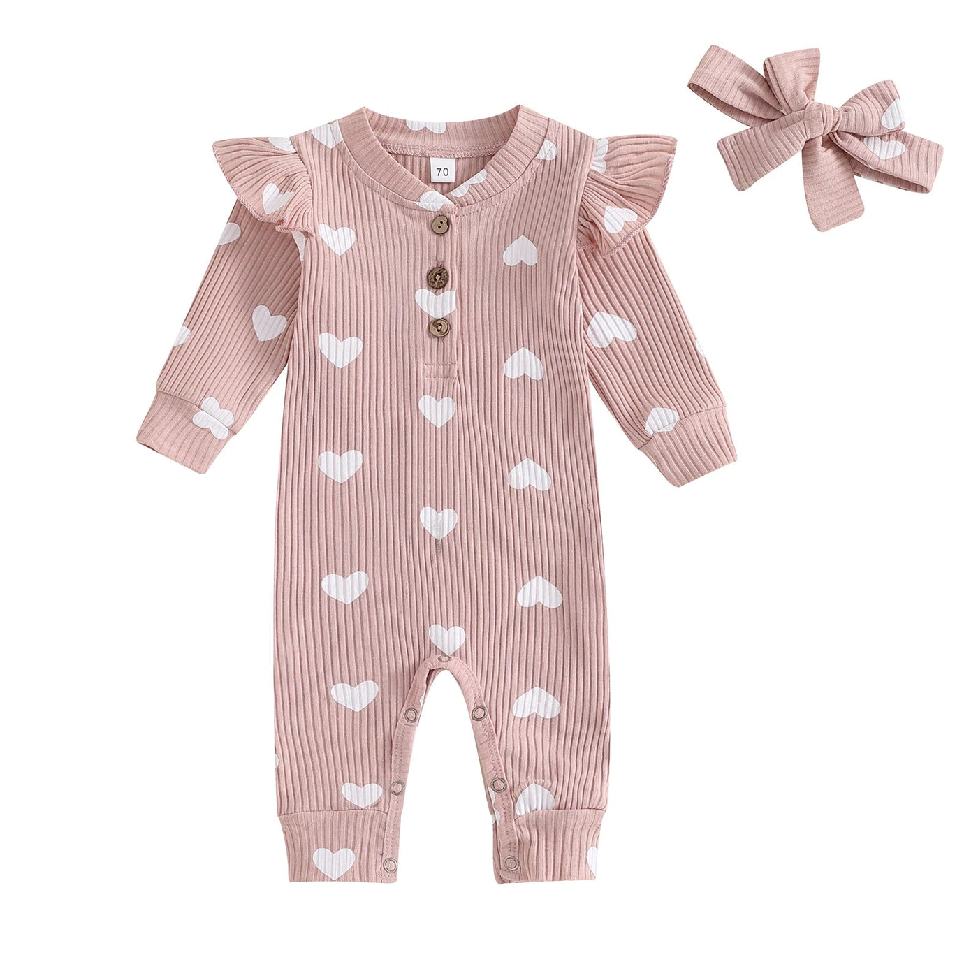 Long Sleeves Hearts Jumpsuit & Bow Knot - Skaldo & Malin