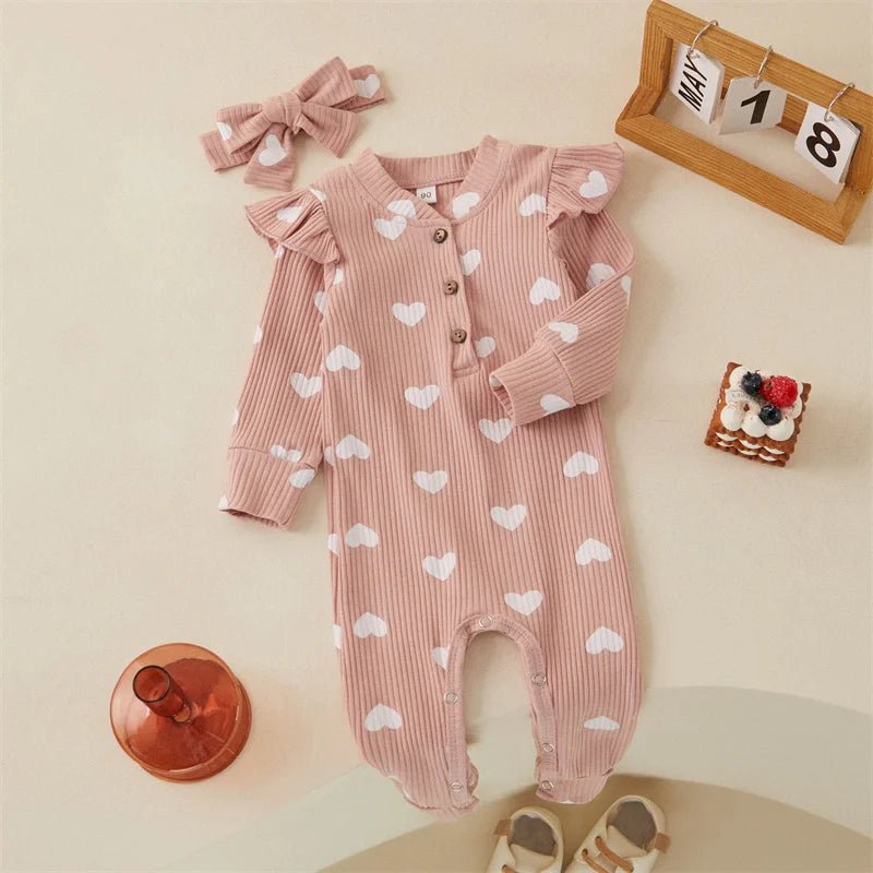 Long Sleeves Hearts Jumpsuit & Bow Knot - Skaldo & Malin