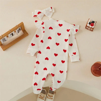 Long Sleeves Hearts Jumpsuit & Bow Knot - Skaldo & Malin