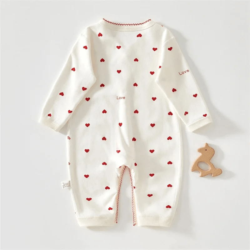 Long Sleeves Hearts Love Snap Button Jumpsuit - Skaldo & Malin