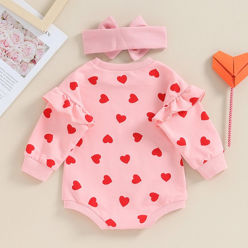 Long Sleeves Hearts Romper & Headband Set - Skaldo & Malin