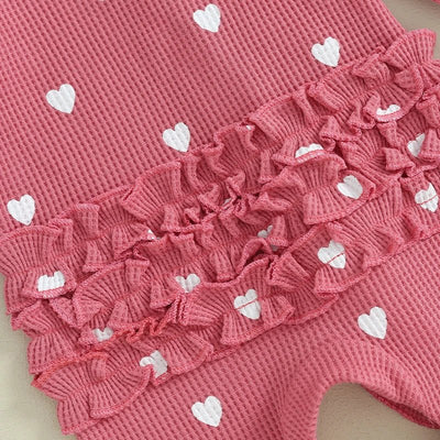 Long Sleeves Hearts Ruffle Sleepsuit & Headband - Skaldo & Malin