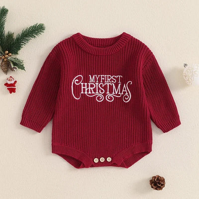 My First Christmas Long Sleeve Knitted Romper Baby Toddler 3 - 18 Months - Skaldo & Malin