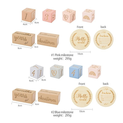 Newborn Firsts Wooden Squares Milestone - Skaldo & Malin