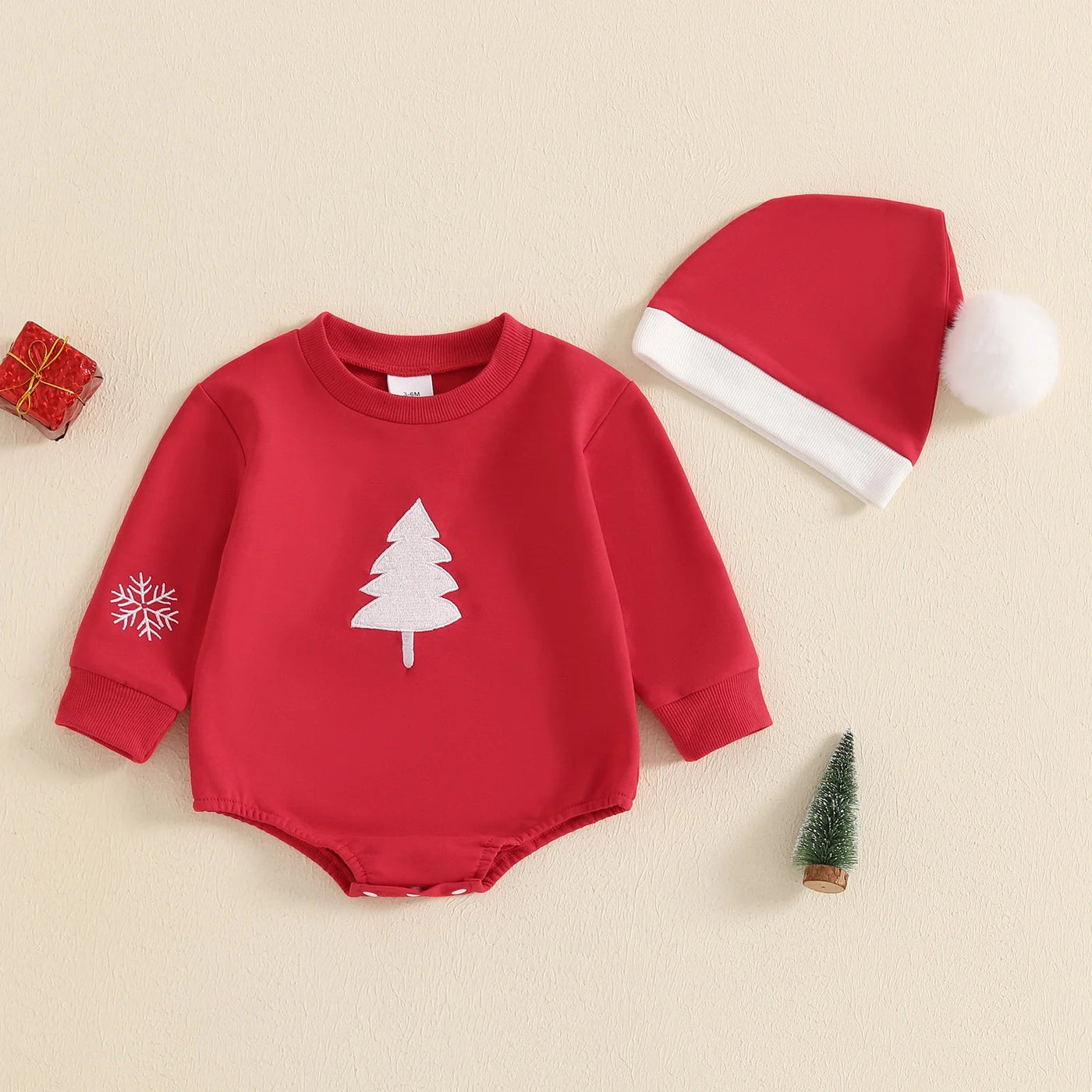 Santa Long Sleeve Romper & Hat Set Baby Toddler 0 - 12 Months - Skaldo & Malin