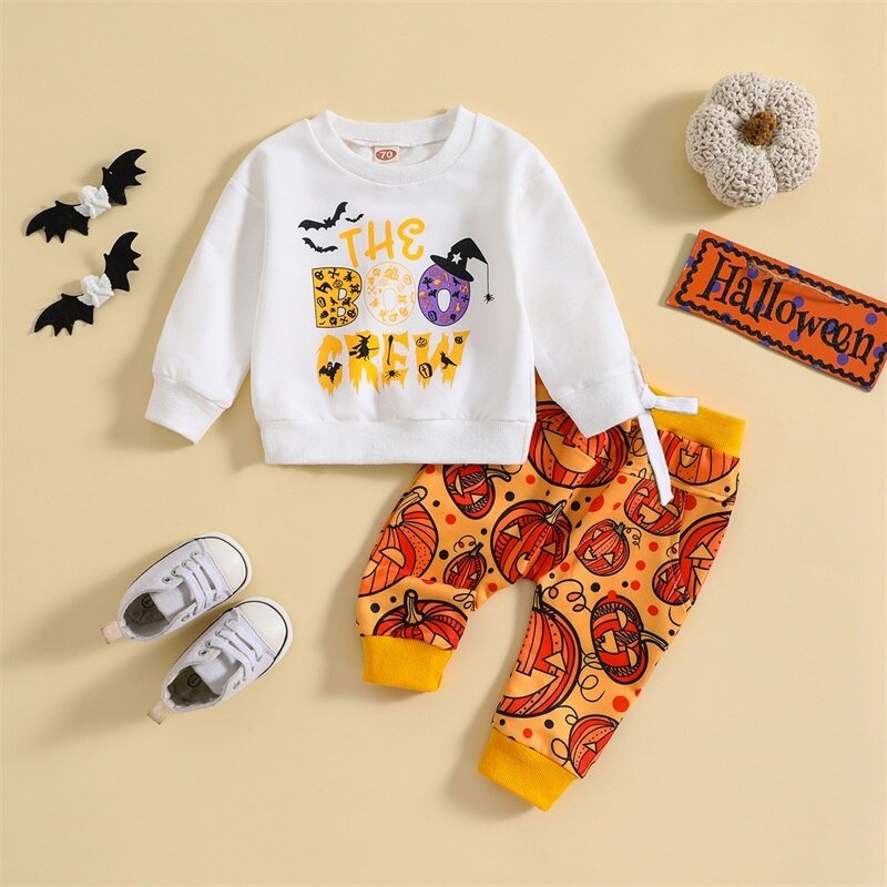 Boo Crew Long Sleeve & Pants Set Halloween Baby Toddler 0-24 Months - Skaldo & Malin