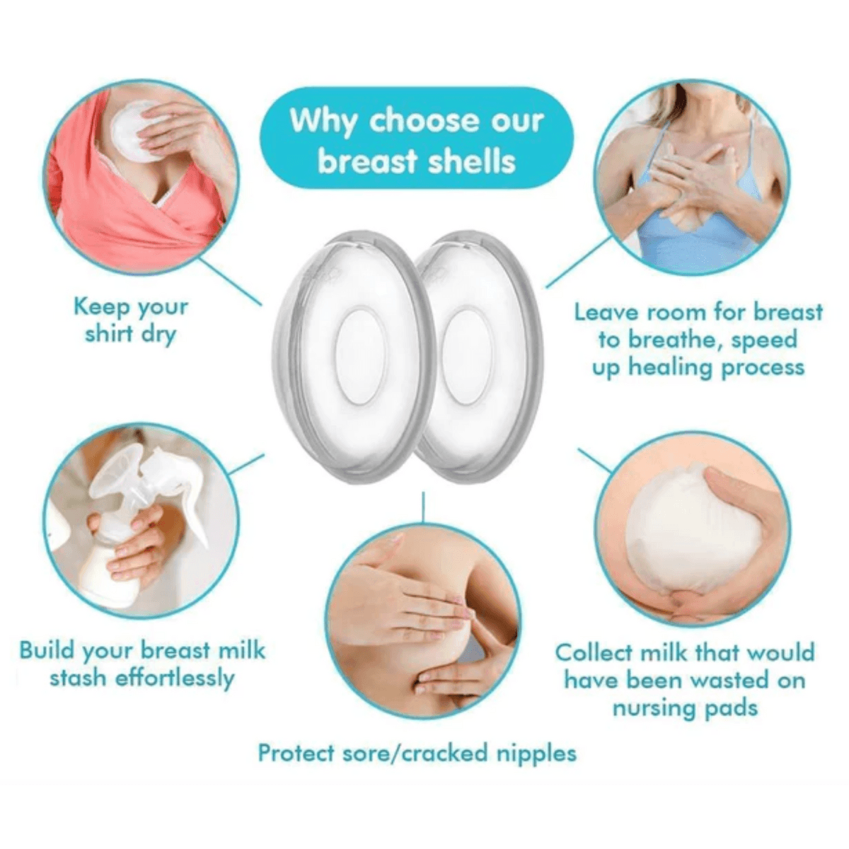 Breast Shells, Milk Saver, Nursing Cups, Nursing Moms to Ease Nipple Pain,  BPA-Free and Reusable, Collect Breast Milk Leak (2 Pack) : Baby 